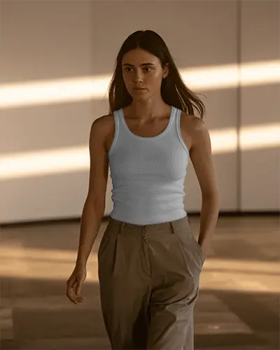 Womens Ribbed Tank Top Apparel Mockup For Fashion Brand Promotion And Ecommerce