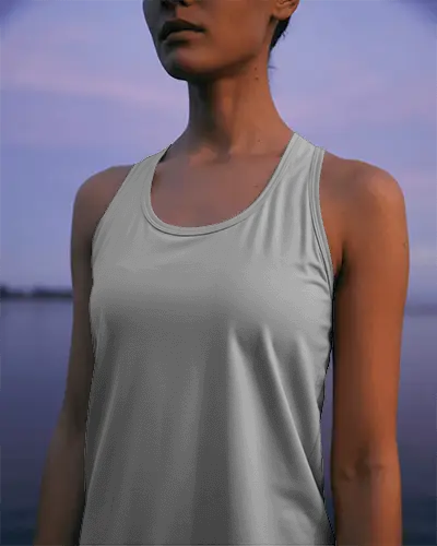Female Athletic Tank Top Mockup Plain Front View Flat Design For Printing And Customization