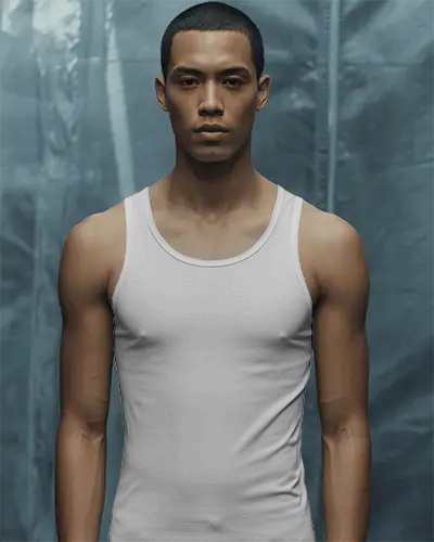 Slim Fit Mens Tank Top Mockup Athletic Style For Summer Casual Wear And Fitness Apparel Design