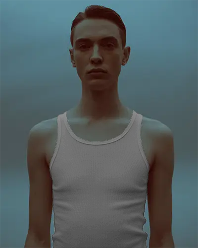 Minimalistic Sleeveless Tank Top Mockup For Men Fashion Outfit Studio