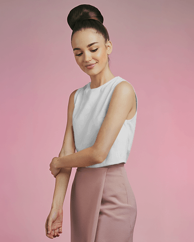 Tank Top Mockup Presenting A Woman Under A Pastel Backdrop