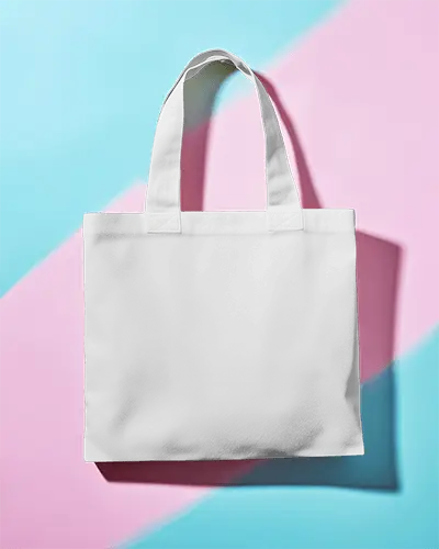 Tote Bag Mockup On Dual Tone Backdrop Front Facing Flat Lay Soft Shadow Modern Stylized Display