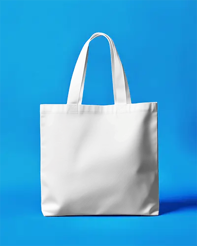 Tote Bag Mockup Front View On Vivid Backdrop Centered Display Flat Presentation Modern Design Scene