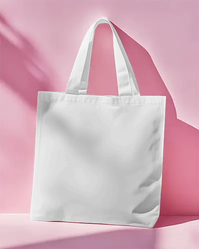 Tote Bag Mockup On Pink Surface With Hard Shadow Playful Modern Display Presentation Scene