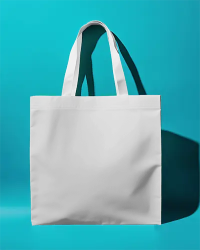 Tote Bag Mockup Styled On Teal Surface With Shadow Depth Typographic Design Modern Minimal Display
