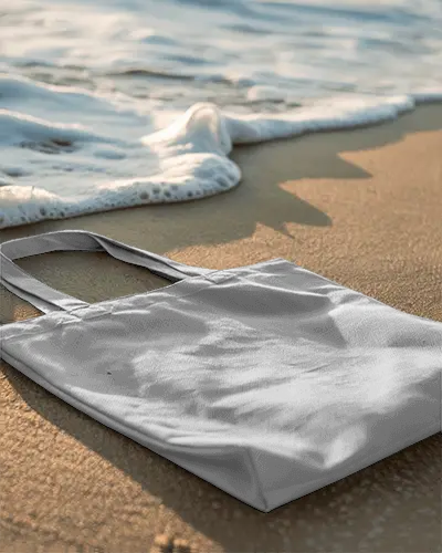 Stylish Tote Bag Mockup Placement Outdoor Seaside Scene For Advertising And Presentation