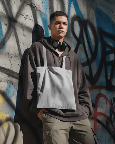 Trendy Urban Street Style Tote Bag Mockup For Fashion And Accessory Promotions 0311