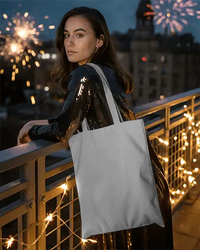 Stylish Nighttime Cityscape Tote Bag Mockup For Fashion And Accessory Brands 0334