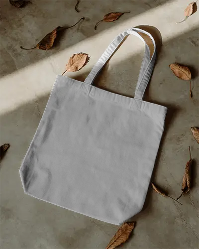 Empty Canvas Tote Bag Mockup With Long Handles On Textured Background For Branding 0341