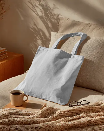Minimalist Tote Bag Mockup With Natural Light And Relaxed Home Environment Showcase