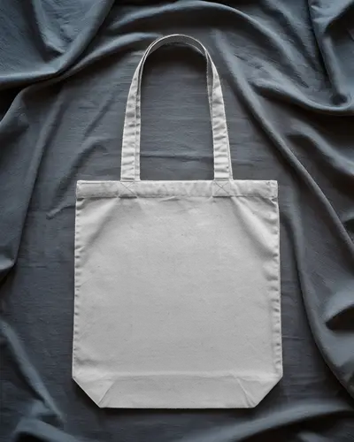 Draped Fabric Surface Tote Bag Mockup Soft Lighting Minimal Fashion Studio Styled Product Display