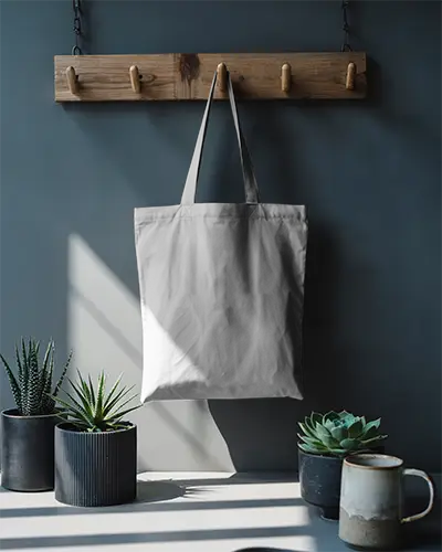 Minimalist Canvas Tote Bag Mockup With Natural Light And Modern Decor Elements For Promo