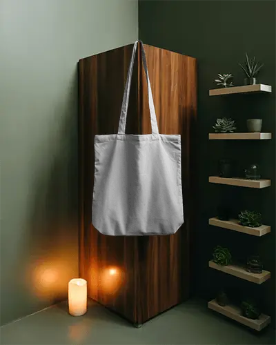 Minimalist Large Capacity Cotton Tote Bag Mockup On Modern Interior Background