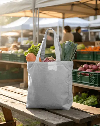 Premium Cotton Tote Bag Mockup For Market Shopping And Branded Eco Friendly Packaging