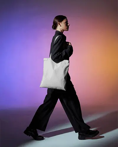Stylish Minimalist Tote Bag Mockup With Fashion Forward Model In Modern Outfit