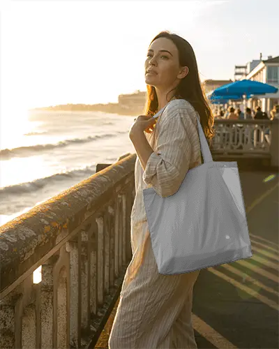 Stylish Easy Carry Canvas Tote Bag Mockup For Everyday Use And Casual Outdoor Adventures
