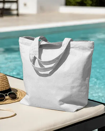 Reusable Canvas Tote Bag Mockup With Strong Handles For Carrying Groceries Or Personal Items