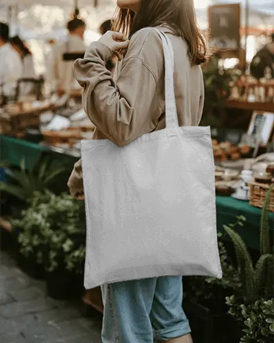 Eco Friendly Canvas Tote Bag Mockup With Long Straps For Comfortable Handling And Shopping