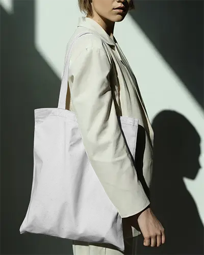 Minimalist Tote Bag Mockup Shoulder Hanging Fashion Accessory Eco Friendly Carrying Design Template