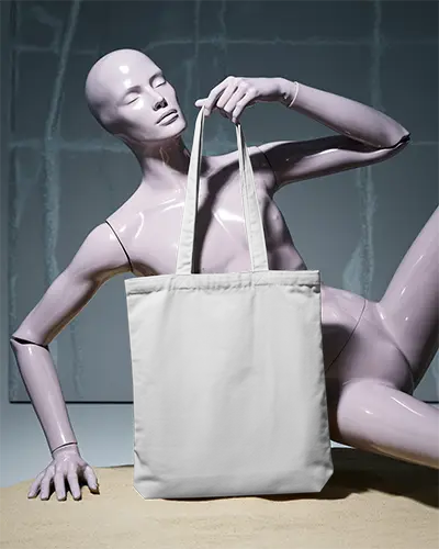 Stylish Minimalist Tote Bag Mockup With Long Handles For Advertising Promotion