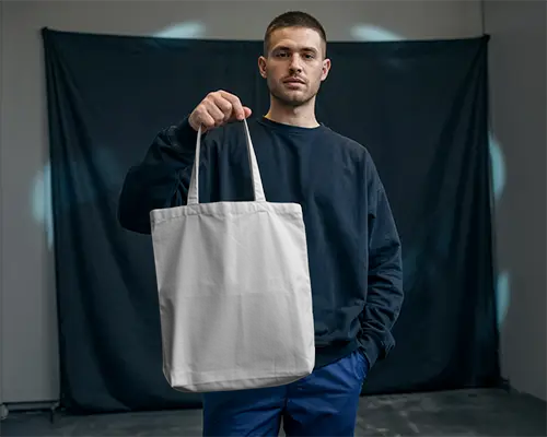 Minimalistic Tote Bag Mockup For Branding And Promotional Purposes In Realistic Setting