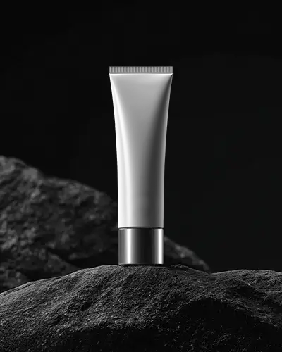 sleek-tube-mockup-standing-on-textured-surface-for-beauty-product