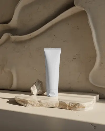 Professional Product Tube Mockup On Elegant Organic Material Platform