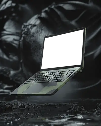 military-style-laptop-mockup-camo-patterned-device-in-dramatic-shadowed-scene