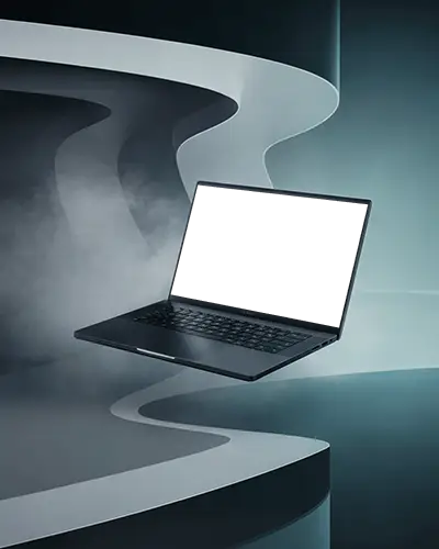 Futuristic Laptop Mockup Showcasing Clean Keyboard And Empty Screen In Minimalistic Setting