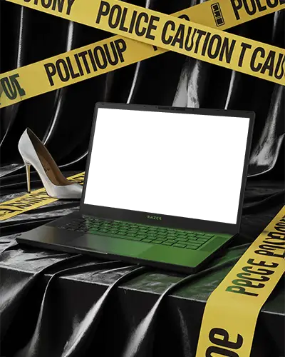 razer-gaming-laptop-mockup-on-black-surface-with-police-caution-tape-and-high-heel