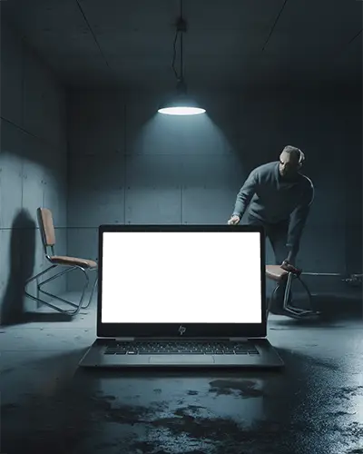hp-laptop-mockup-in-dark-interrogation-room-scene-with-man-moving-chair-under-light