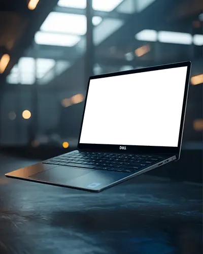 high-tech-portable-laptop-mockup-in-contemporary-studio-setting-with-reflective-surface-below