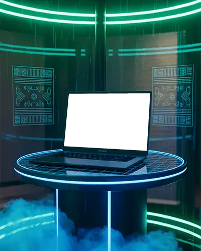 razer-laptop-mockup-in-cyberpunk-scene-with-holographic-panels-and-glowing-grid
