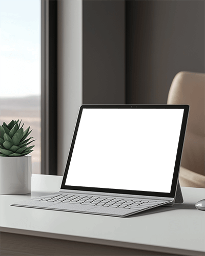 Minimal Office Laptop Mockup With Plant And Clean Background Professional And Organized Look 034