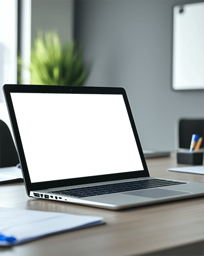 Modern Office Laptop Mockup With Documents And Plant In Neutral Setting Professional And Focused Environment 035