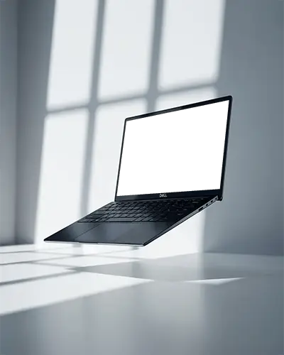 Dell Laptop Mockup Floating In Bright Sunlit Room With Clean Shadows And Minimalist Style