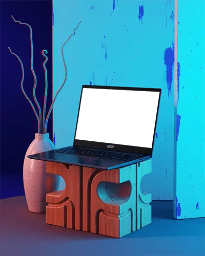 Sleek Modern Laptop Mockup Display Minimalistic Creative Workstation Concept Design Setup