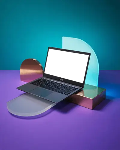 Professional Laptop Device Mockup With Open Screen For Web Design Presentation Usage