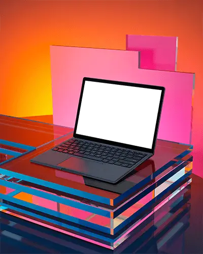 Modern Laptop Mockup For Digital Display And Website Showcase In Studio Setup