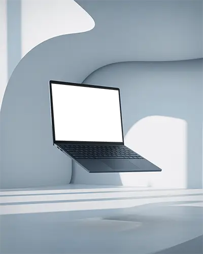 Lifestyle Laptop Mockup Showcasing Advanced Technology In Contemporary Studio Setting