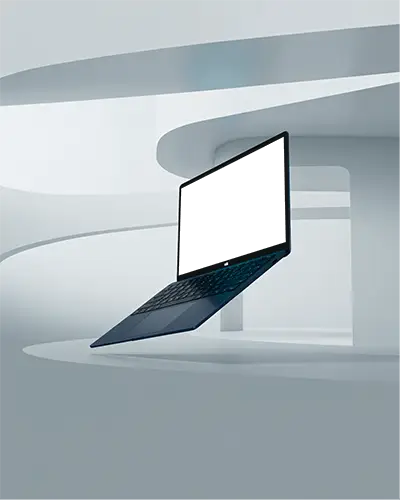 Digital Device Mockup Showcasing Compact Ultra Thin Laptop In Light Abstract Space