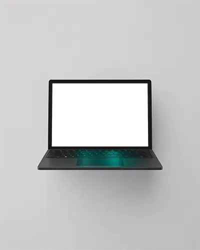 Microsoft Surface Laptop Mockup Floating Against White Wall In Clean Minimalist Studio Environment