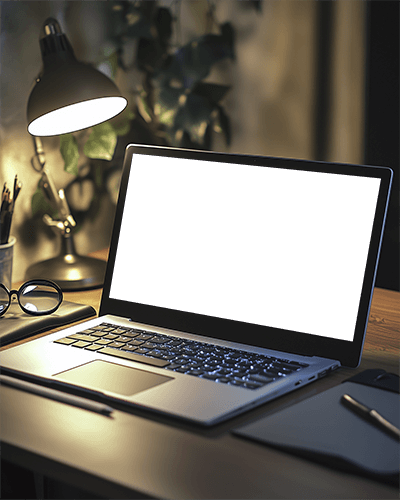 Moody Workspace Laptop Mockup Warm Desk Lighting Cozy And Focused Ambience 054