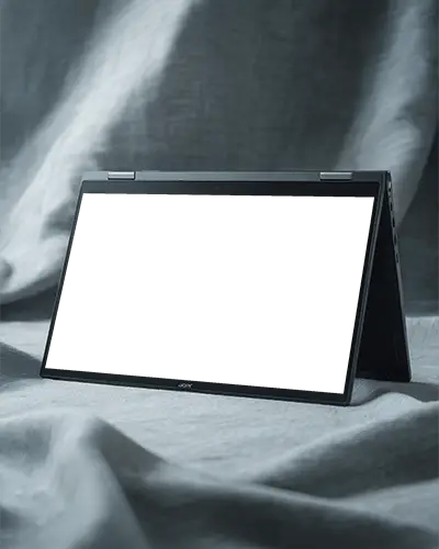 Versatile Acer Laptop Mockup In Tent Mode For Modern Technology Presentations And Device Showcase
