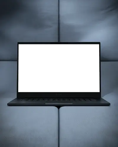 Portable Acer Laptop Mockup Setup On Comfortable Cushion Background Clean Design