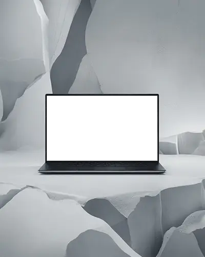 Professional Acer Laptop Mockup On Futuristic Platform Ideal For Uiux Showcase And Marketing Use