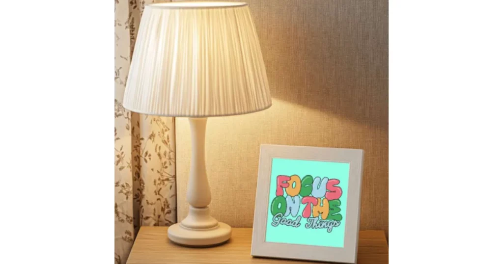 bedside frame with warm lighting