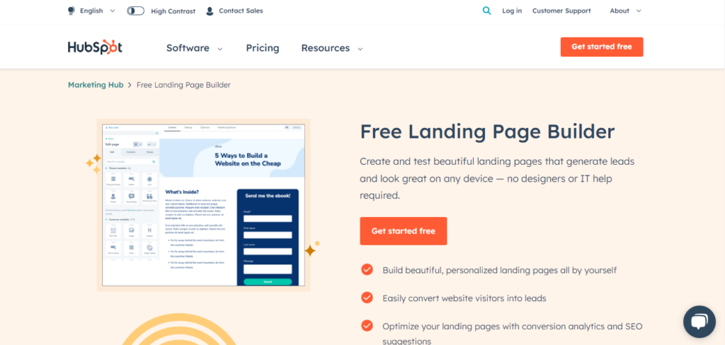 hubspot landing page