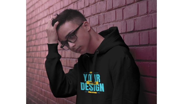 boy with black hoodie template front