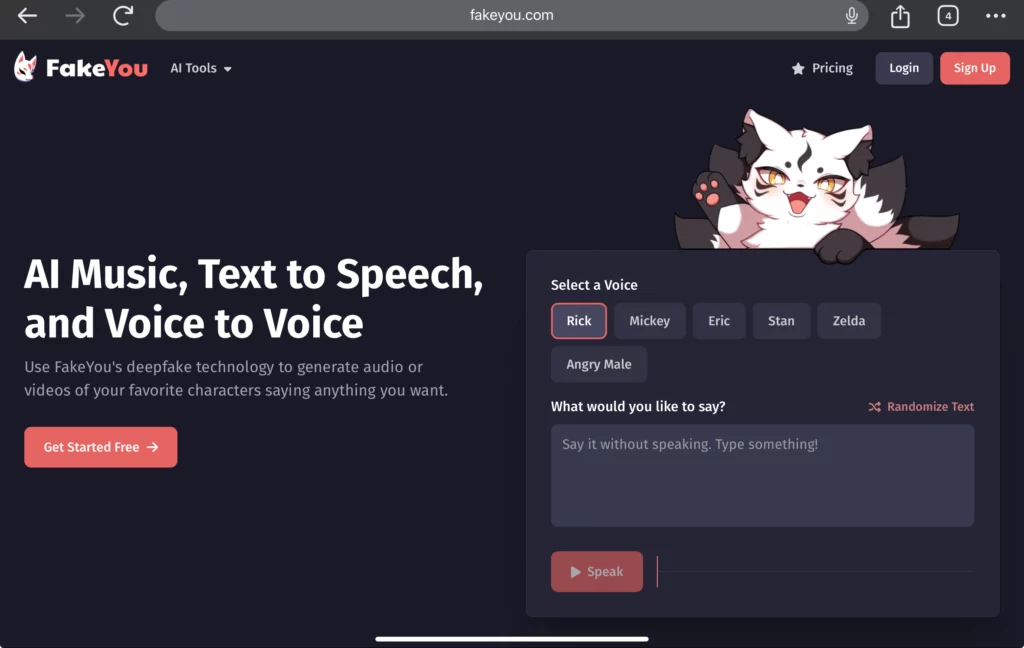 Fakeyou - ai celebrity voice generator